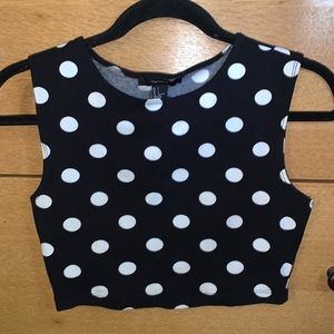 Small Black & white poke a dot crop top